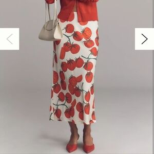 Never Fully Dressed Tomato Print Midi Skirt Size 8